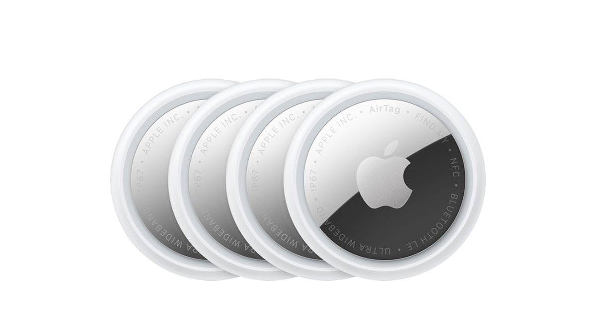 Four Apple AirTag item trackers
